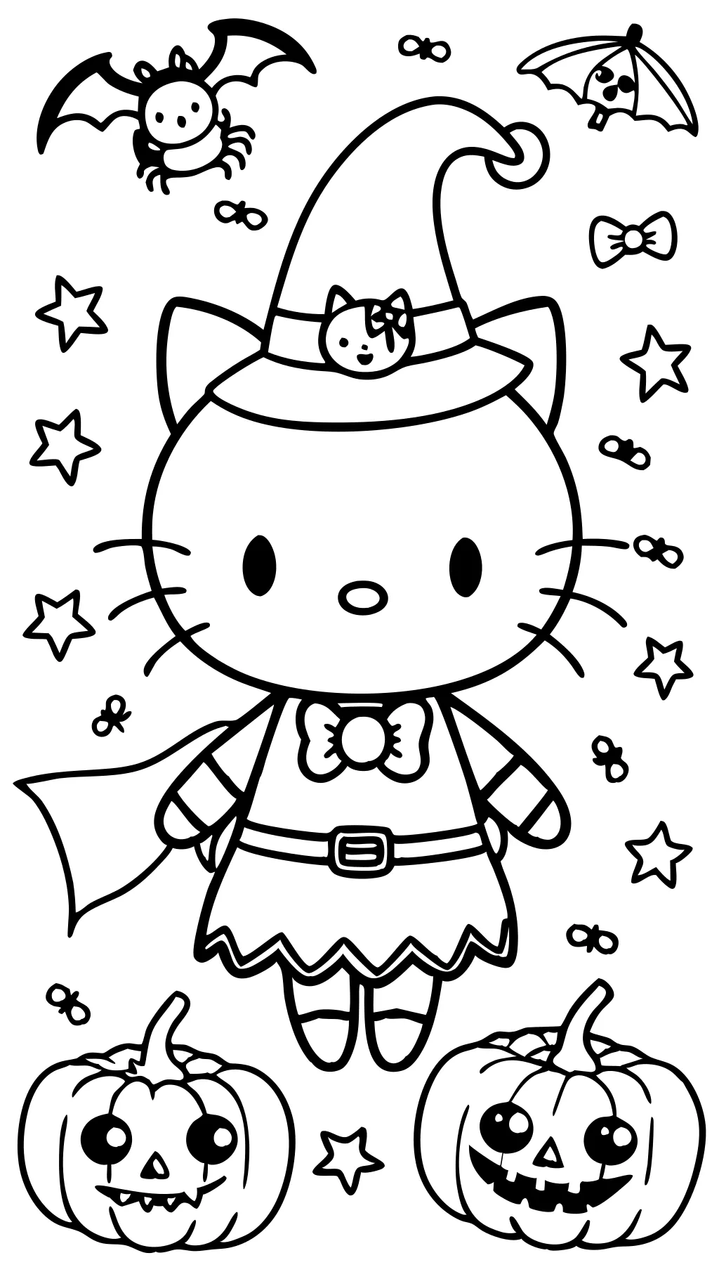 hello kitty halloween coloring page